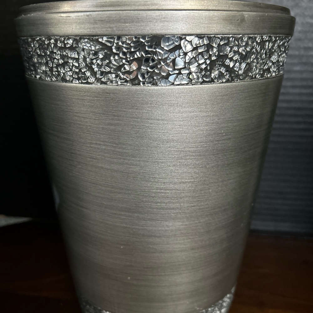 Pewter wastebasket